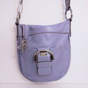 B. Makowsky Purple Pebbled Leather Crossbody Convertible Strap Bag Easter FLAWS